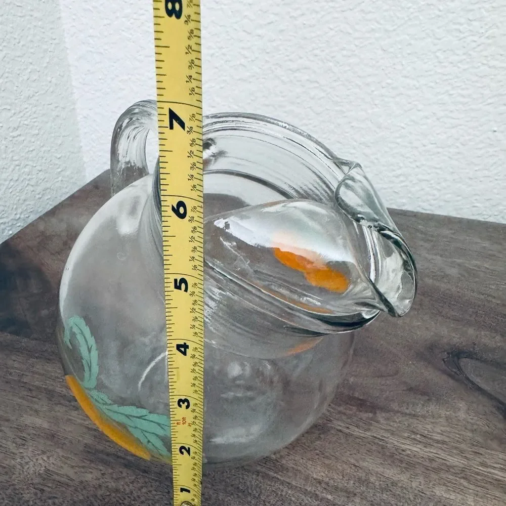 Vintage Orange Graphic Glass Pitcher
